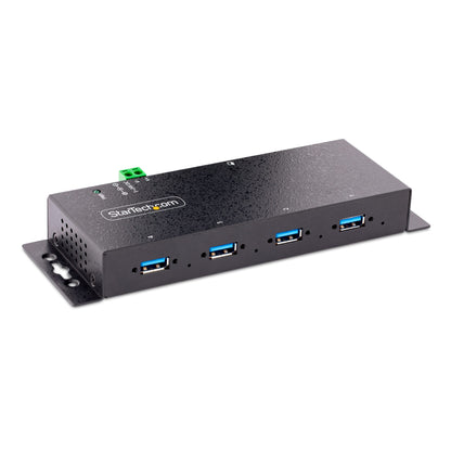 StarTech.com 4-Port Industrial USB 3.0 5Gbps Hub - Rugged USB Hub w/ESD and Surge Protection - DIN/Wall/Desk Mountable USB-A Hub - USB Expander w/Locking Ports, Heavy Duty (5G4AINDNP-USB-A-HUB