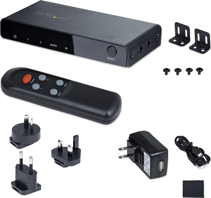 Startech.Com 2-Port 8K Hdmi Switch, Hdmi 2.1 Switcher 4K 120Hz/8K 60Hz Uhd, Hdr10+, Hdmi Switch 2 In 1 Out, Auto/Manual