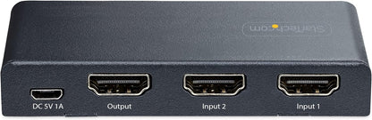Startech.Com 2-Port 8K Hdmi Switch, Hdmi 2.1 Switcher 4K 120Hz/8K 60Hz Uhd, Hdr10+, Hdmi Switch 2 In 1 Out, Auto/Manual