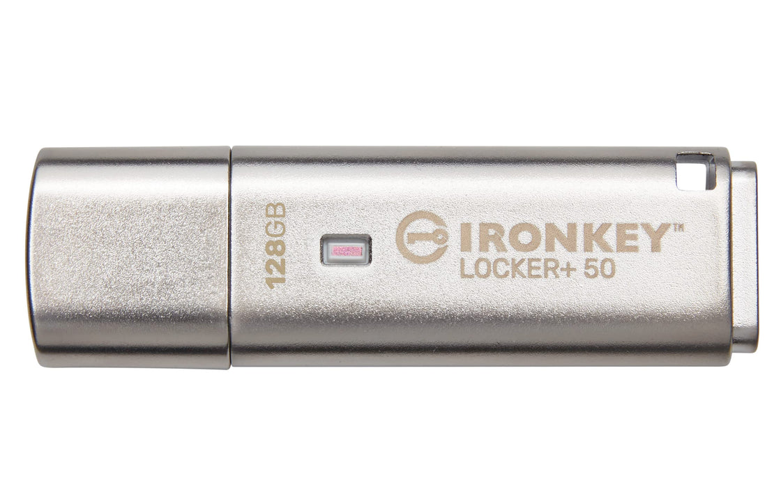 Kingston IronKey Locker+ 50 USB Flash Drive XTS-AES Encrypted for Data Protection with Automatic USBtoCloud Back Up-IKLP50/