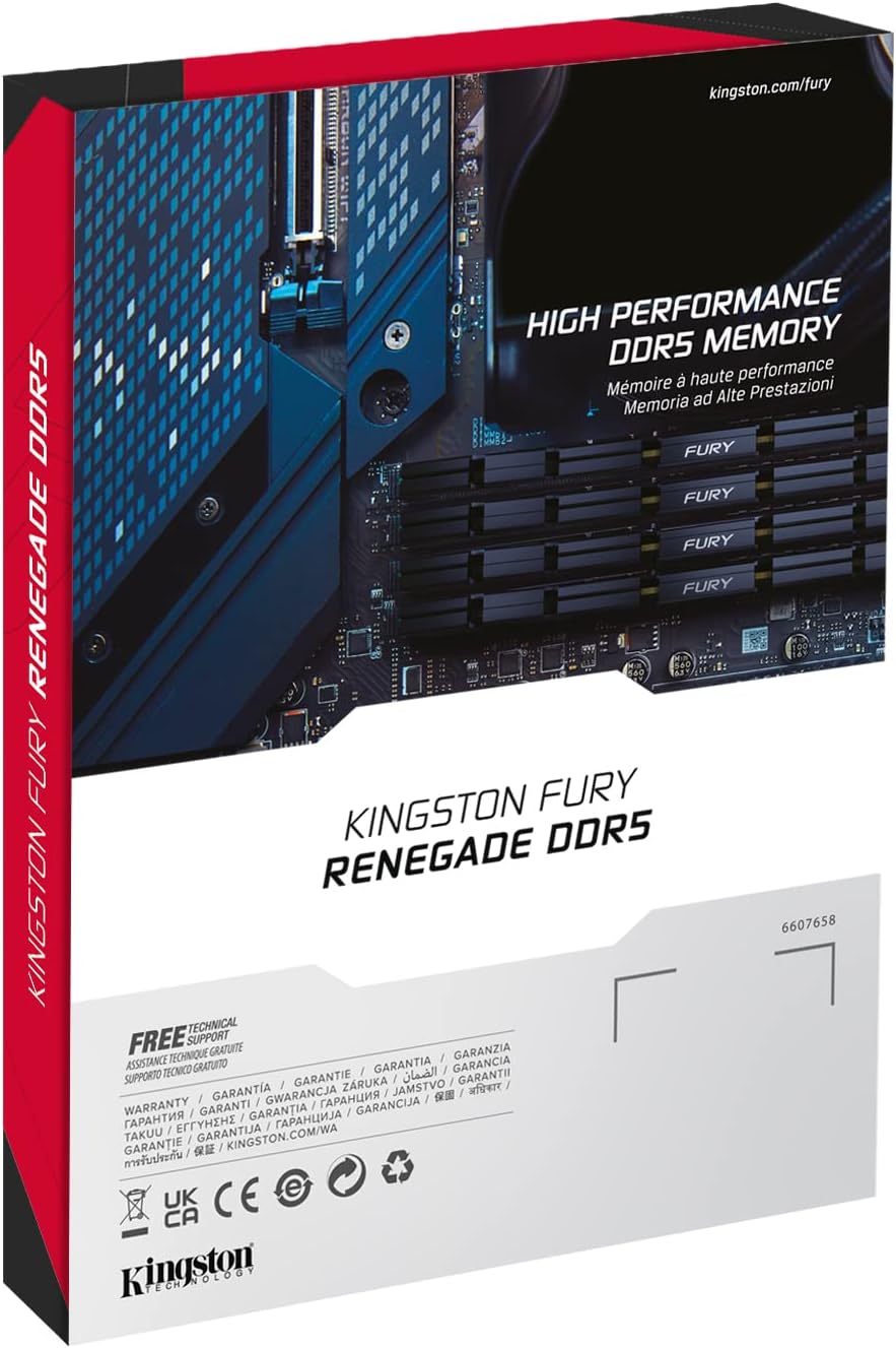 Kingston Fury Renegade DDR5 Silver/Black XMP 32GB 6400MT/s CL32 DIMM Desktop Gaming Memory (Kit of 2) - KF564C32RSK2-32