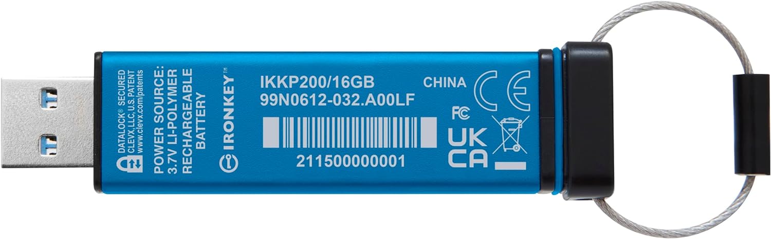 Kingston IronKey Keypad 200 Type -A hardware-encrypted USB Flash Drive FIPS 140-3 Level 3 (Pending) with XTS-AES 256-bit Hardware Encryption - IKKP200/