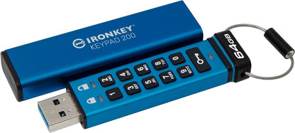 Kingston IronKey Keypad 200 Type -A hardware-encrypted USB Flash Drive FIPS 140-3 Level 3 (Pending) with XTS-AES 256-bit Hardware Encryption - IKKP200/
