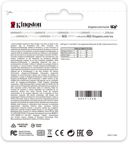 Kingston DataTraveler 70 - DT70/256GB Unidad Flash USB-C, Negro