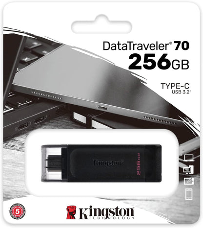 Kingston DataTraveler 70 - DT70/256GB Unidad Flash USB-C, Negro