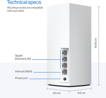 Linksys Atlas 6 Whole Home Mesh WiFi 6 System - Dual Band AX3000 Wireless Router - WiFi Extender with up to 3.0 Gbps Speed, 4x Faster for 25+ Devices & 2,000 sq ft Coverage - 1 Pack, White 1 Pack | 1-2 Bedrooms AX3000 | Dual-Band