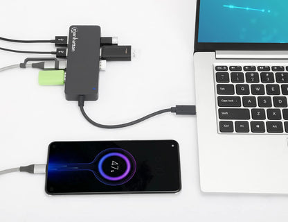 Manhattan 7-Port USB Hub C Male A Female 5Gbit/s Black