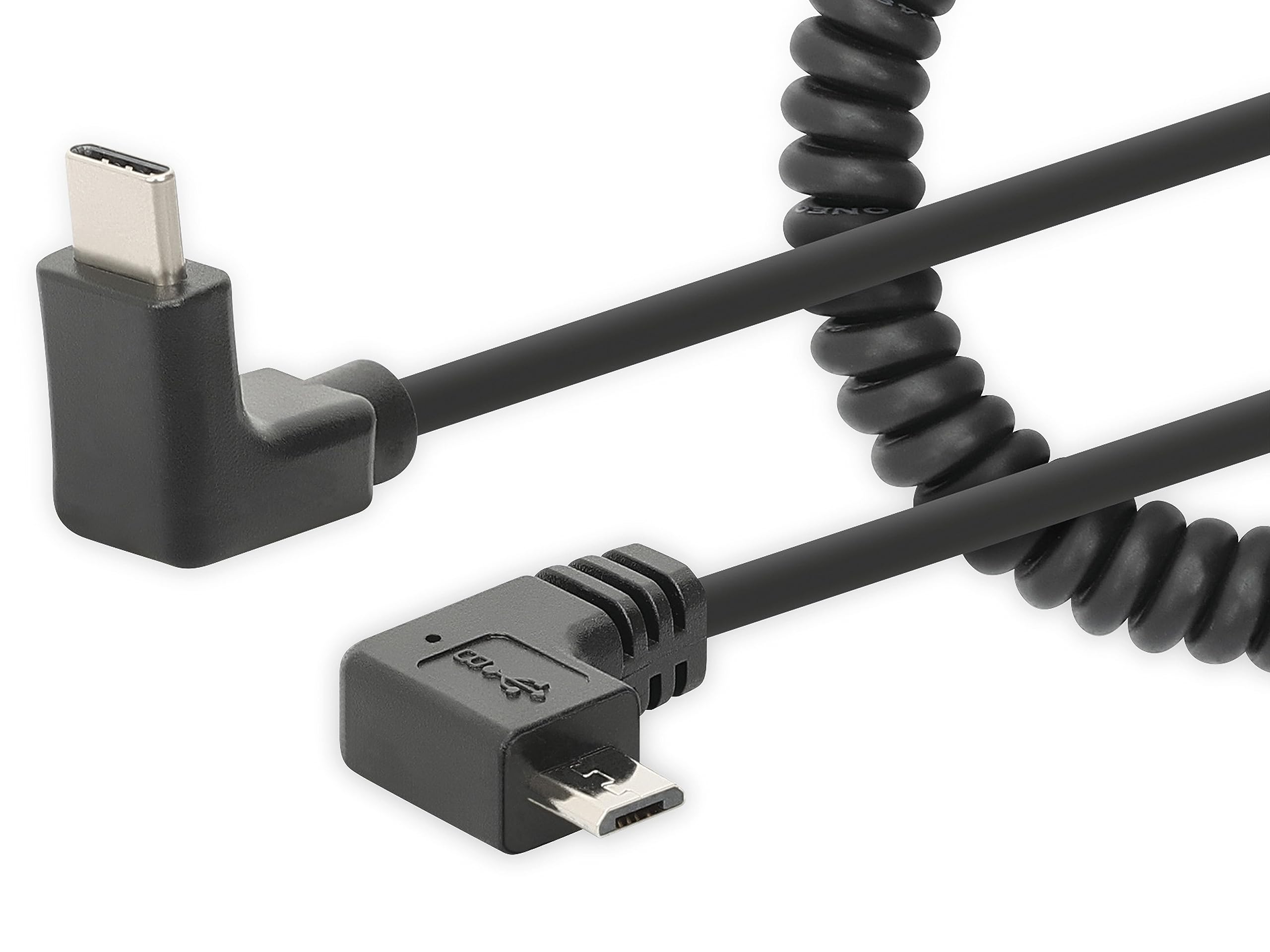 Manhattan Cable en espiral USB-C a Micro USB Cable de carga 1 m Negro