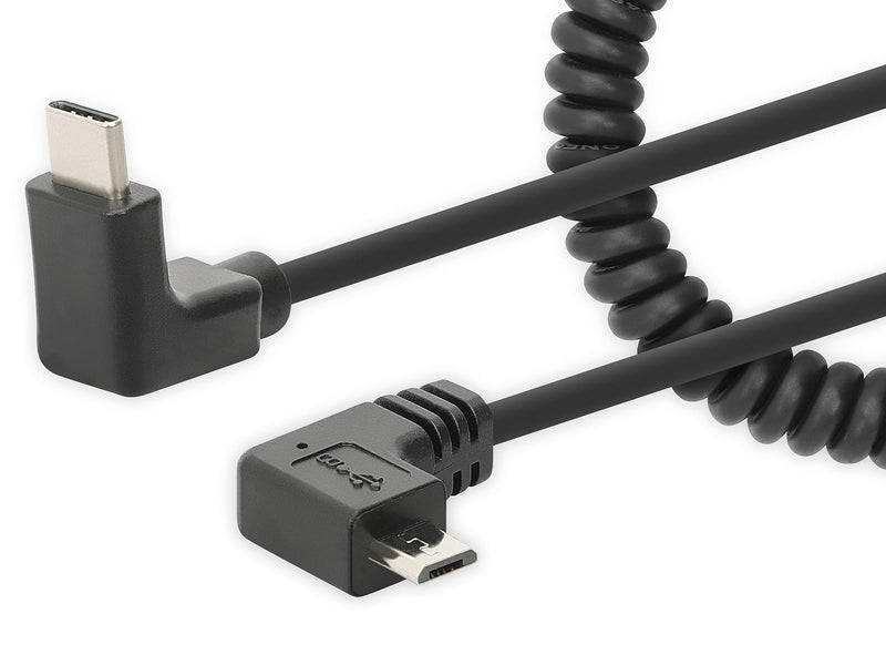 Manhattan Cable en espiral USB-C a Micro USB Cable de carga 1 m Negro
