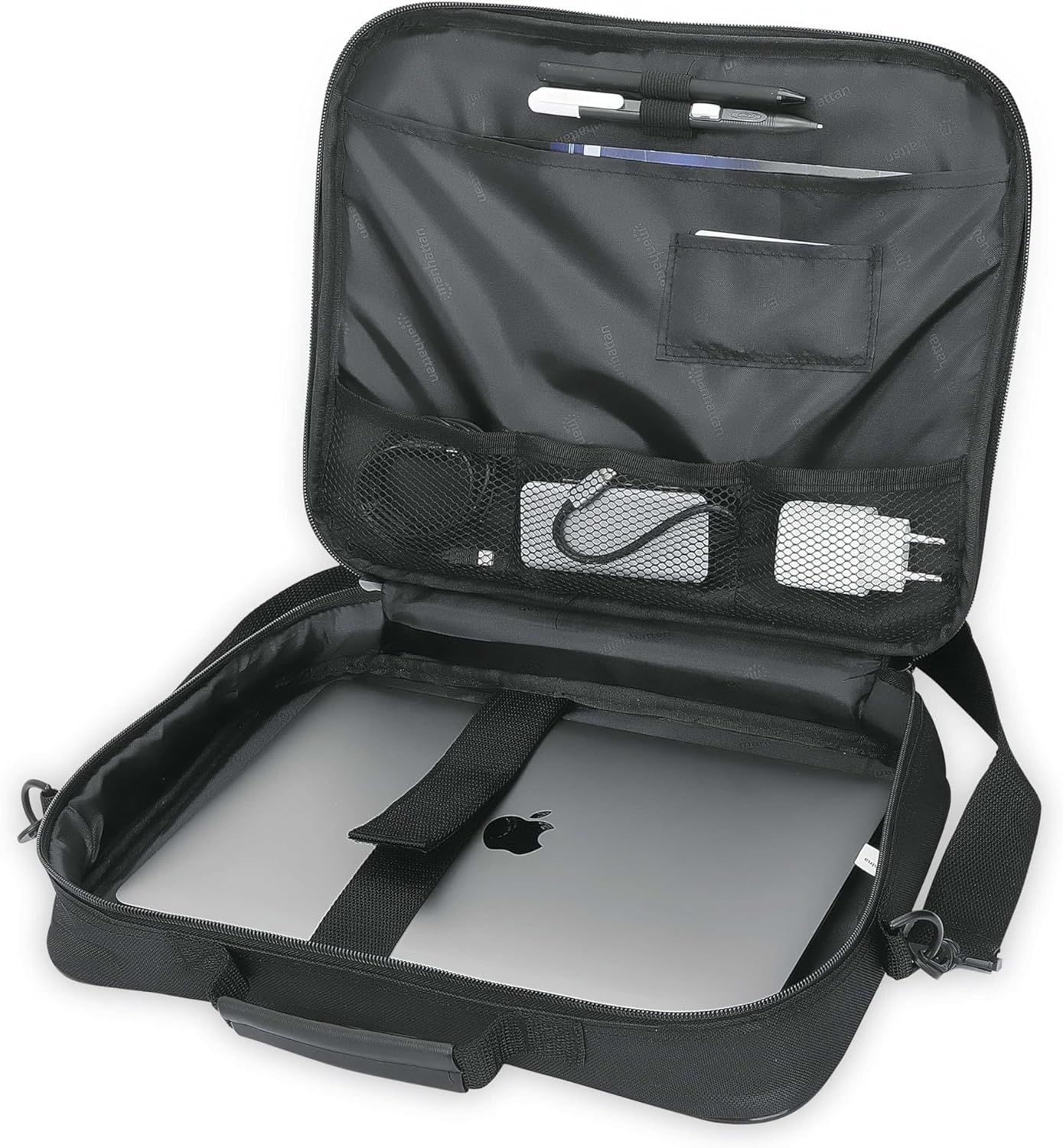 Manhattan Unisex's Cambridge Clamshell 14.1 inches Laptop Bag, Black, 14,1 Zoll