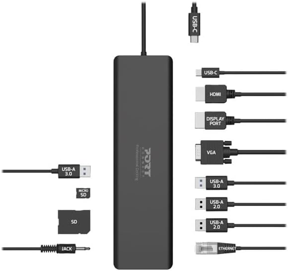 Port Connect - Estación de Acoplamiento (100 W, 4 K, USB-C, 100 W), Color Negro