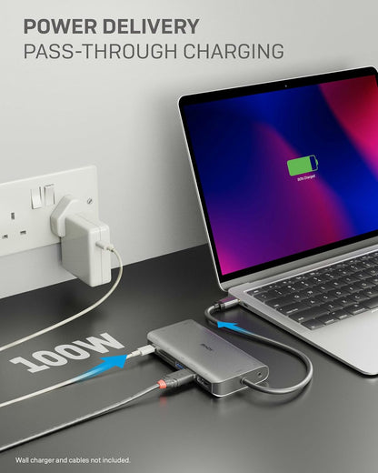 Lindy DST-Mini XT, USB-C Laptop Docking Station, Supports 2 Displays, 1x 4K / 2x Full HD, HDMI, DP, 2x USB-A 3.2 5Gbps, 1x USB-C Data & PD 3.0 100W, BC 1.2, Gigabit LAN, HP Mac Acer Dell Asus Lenovo