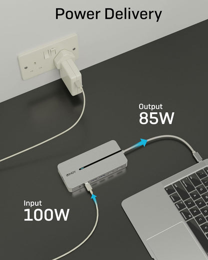 Lindy DST-Mx Duo Docking Station | Dual 4K HDMI Display Support | Use with Windows PCs & Apple M1, M2, M3 MacBooks | USB-C with 100W PD, Gigabit Ethernet, USB 3.2 | Aluminium Body | Easy Driver Setup