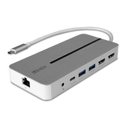 Lindy DST-Mx Duo Docking Station | Dual 4K HDMI Display Support | Use with Windows PCs & Apple M1, M2, M3 MacBooks | USB-C with 100W PD, Gigabit Ethernet, USB 3.2 | Aluminium Body | Easy Driver Setup