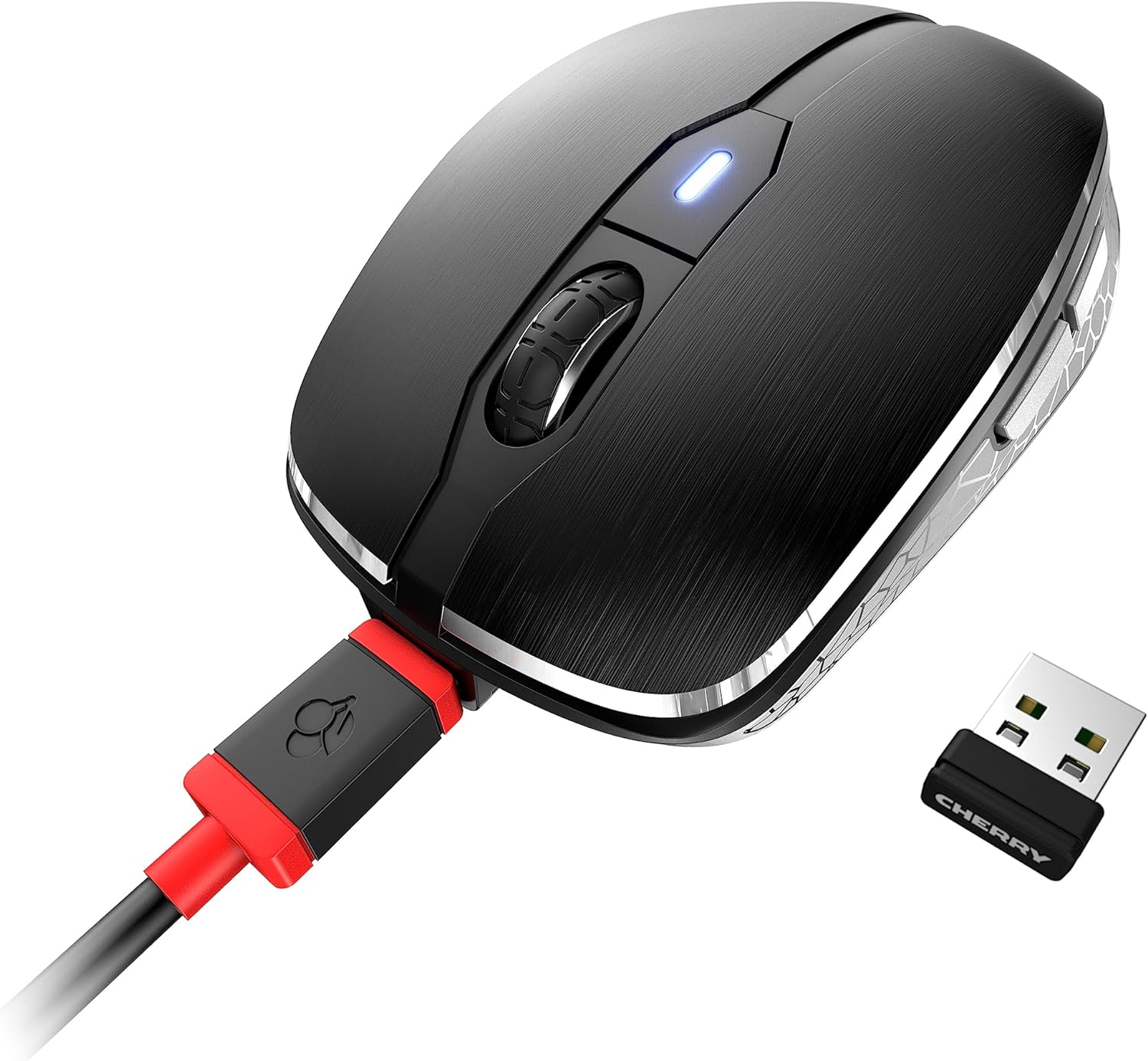 CHERRY MW 8C ADVANCED, wireless and rechargeable mouse, Bluetooth® or radio connection, encryption with AES-128, high-precision sensor with 4-level adjustable resolution