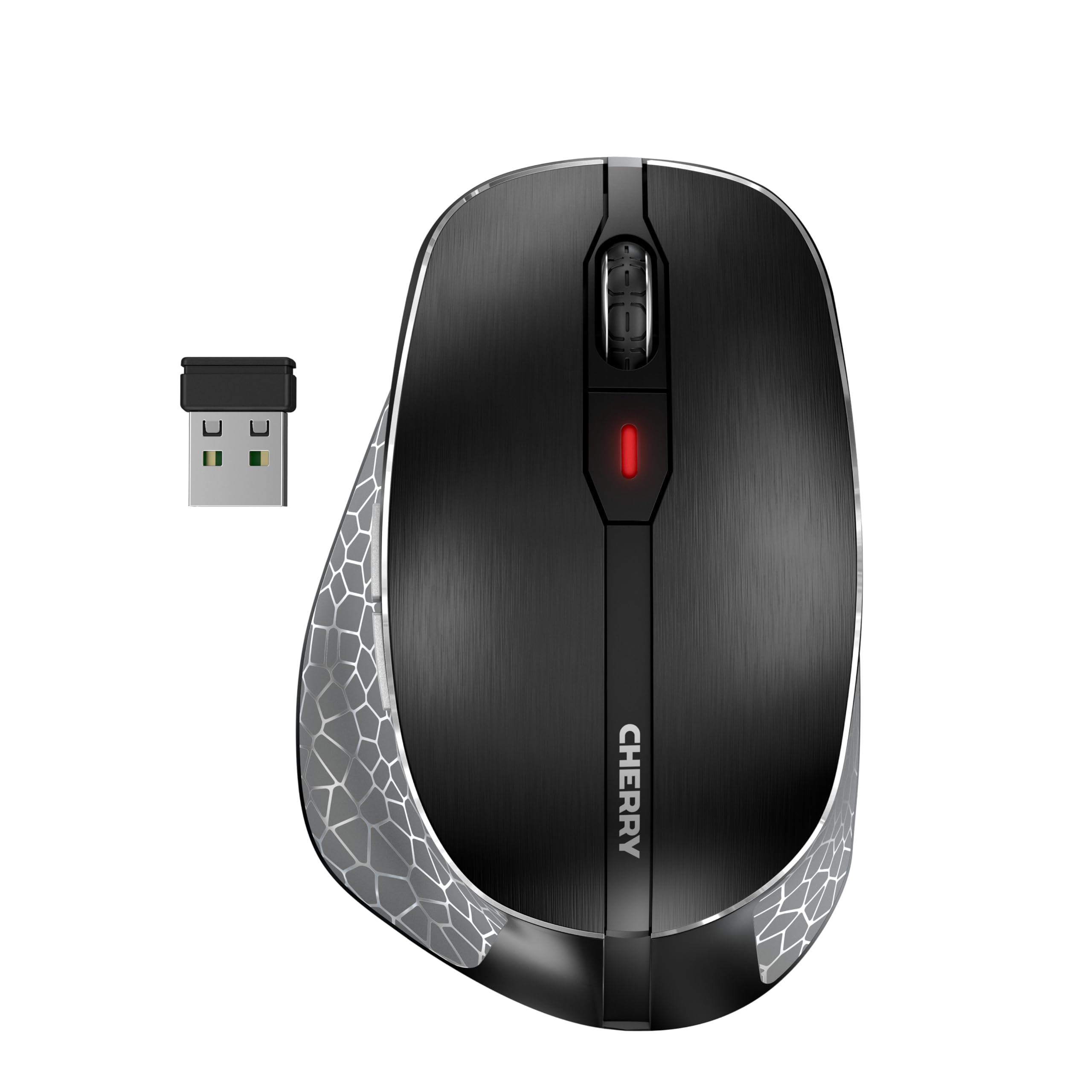 CHERRY MW 8C ERGO, wireless and rechargeable mouse, ergonomic right-handed mouse, Bluetooth® or radio connection, AES-128 encrypted, high-precision sensor