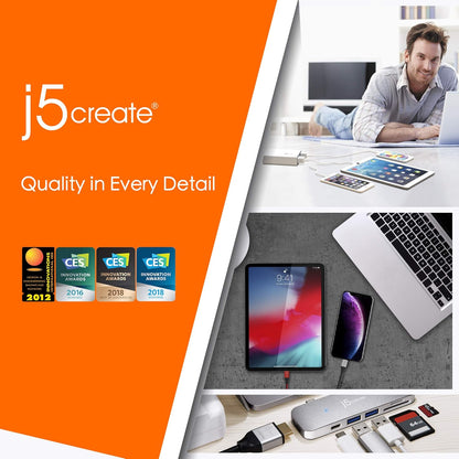 j5create USB Type-C Hub Adapter with Gigabit Ethernet and 3x USB 3.0 ports