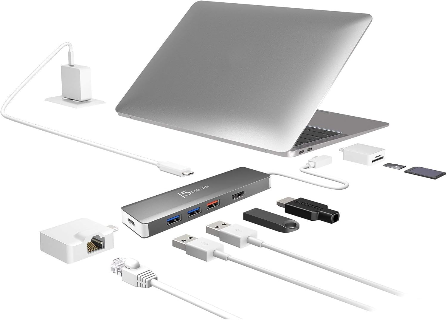 J5Create USB-C Modular Multi-Adapter with 2 Detachable Kits - Featuring SuperSpeed+ USB™ 3.1 Gen 2 with data transfer speeds up to 10 Gbps, Windows/macOS/Chrome OS Compatible