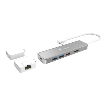 J5Create USB-C Modular Multi-Adapter with 2 Detachable Kits - Featuring SuperSpeed+ USB™ 3.1 Gen 2 with data transfer speeds up to 10 Gbps, Windows/macOS/Chrome OS Compatible