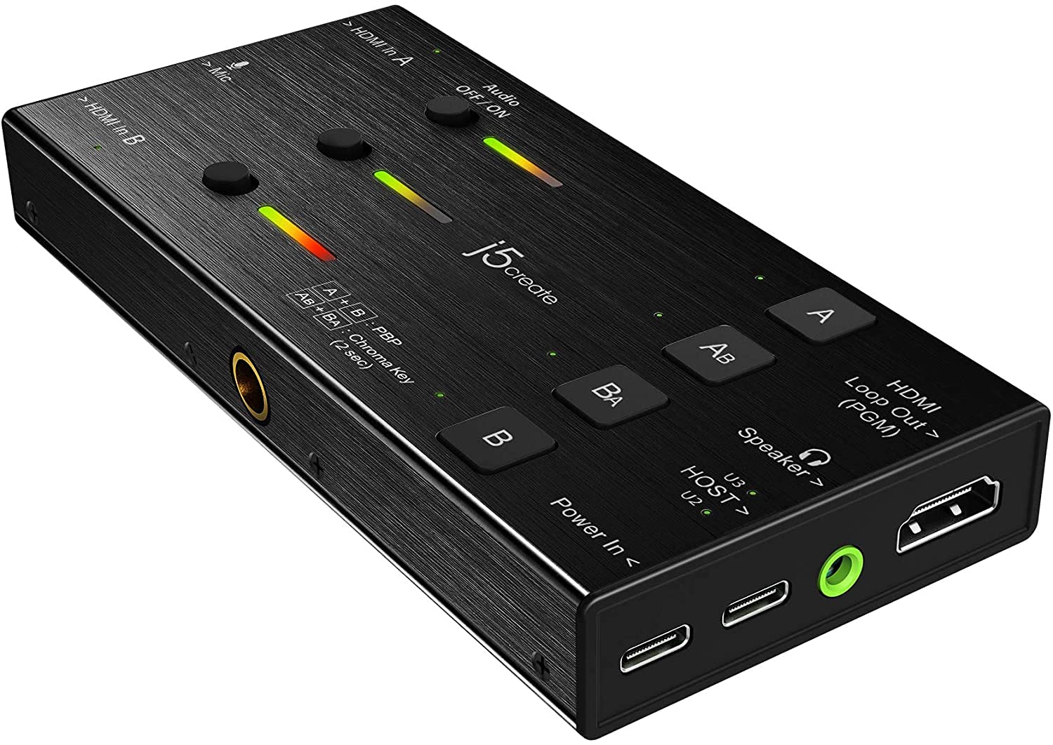 j5create Live Video-opnamekaart - Dubbele HDMI naar USB-C, Ondersteuning 1080p 60Hz video- en audio-opname, Voeding 60W Pass Through, Ideaal voor PC Xbox Playstation Android Game (JVA06