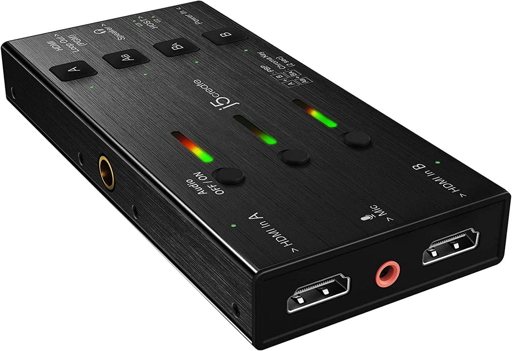 j5create Live Video-opnamekaart - Dubbele HDMI naar USB-C, Ondersteuning 1080p 60Hz video- en audio-opname, Voeding 60W Pass Through, Ideaal voor PC Xbox Playstation Android Game (JVA06