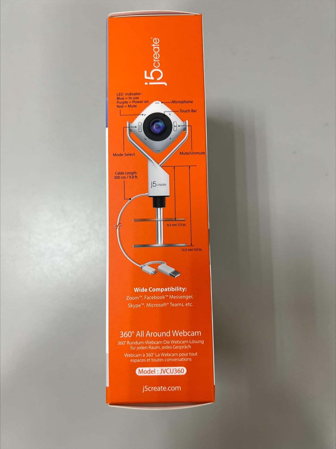 j5create 360 Degree All Around Meeting Webcam - 1080P HD Video Conference Camera with High Fidelity Microphone, USB-C | for Video Conferencing, Online Classes, and Collaboration (JVCU360