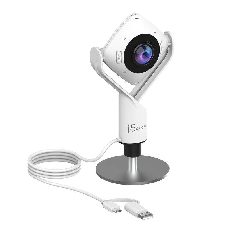 j5create 360 Degree All Around Meeting Webcam - 1080P HD Video Conference Camera with High Fidelity Microphone, USB-C | for Video Conferencing, Online Classes, and Collaboration (JVCU360