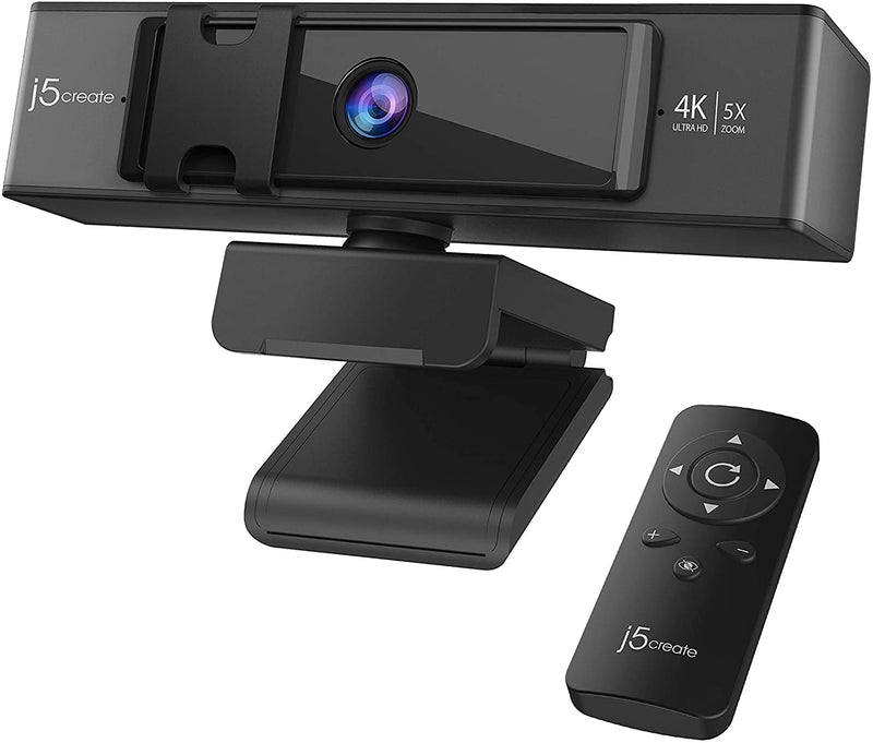 j5create Webcam 4K Ultra HD + Remote Control Digital Zoom 5X Black