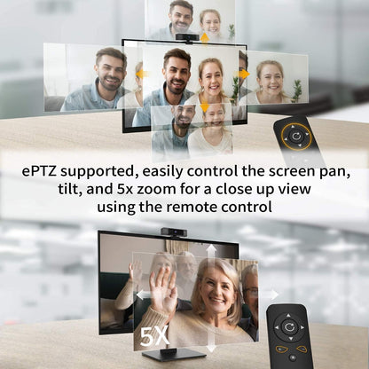 j5create Webcam 4K Ultra HD + Remote Control Digital Zoom 5X Black