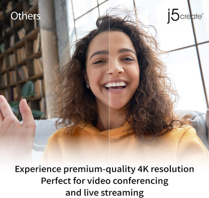 j5create Webcam 4K Ultra HD + Remote Control Digital Zoom 5X Black