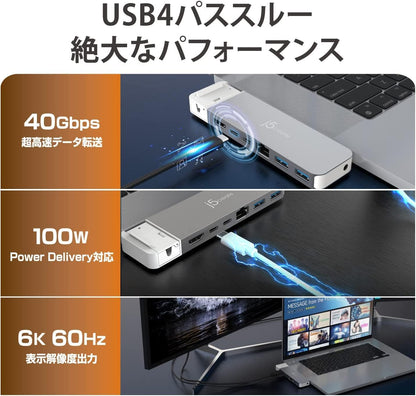 j5 create USB4 MacBook Pro/Air Block 7 in 1 Multi Adapter 4K60 Elite Pro with MagSafeKit