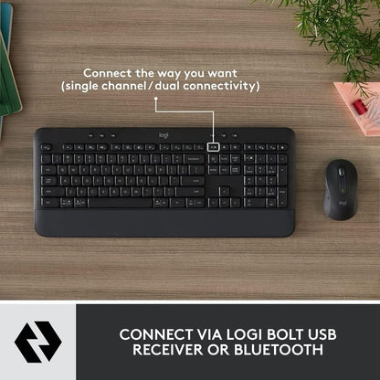 Logitech Signature MK650 Combo for Business, Wireless Mouse and Keyboard, Logi Bolt, Bluetooth, SmartWheel, Globally Certified, Windows/Mac/Chrome/Linux - Black