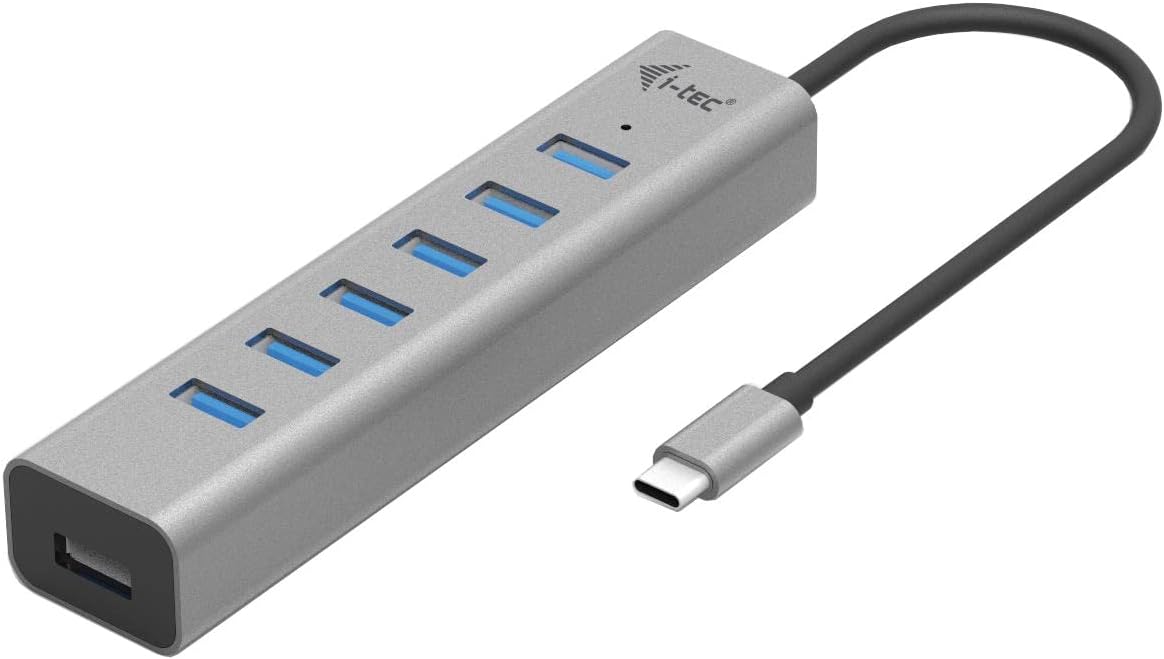 i-tec USB-C hub 7-Port - 30 cm Cable, 7X USB-A 3.2 Gen1 with BC 1.2 Fast Charging Support (up to 7.5 W per Port