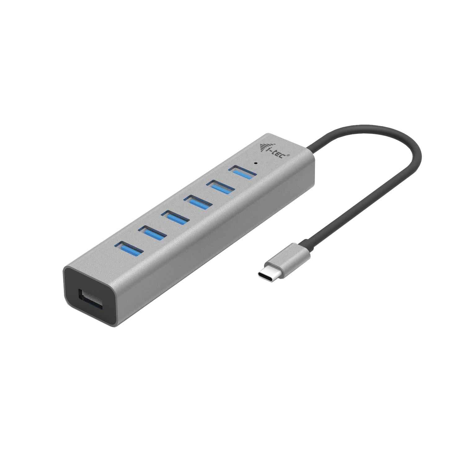 i-tec USB-C hub 7-Port - 30 cm Cable, 7X USB-A 3.2 Gen1 with BC 1.2 Fast Charging Support (up to 7.5 W per Port