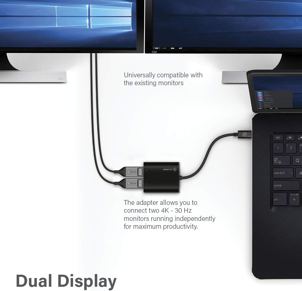ALOGIC USB-C to Dual DisplayPort Adapter - 4K - 30 Hz