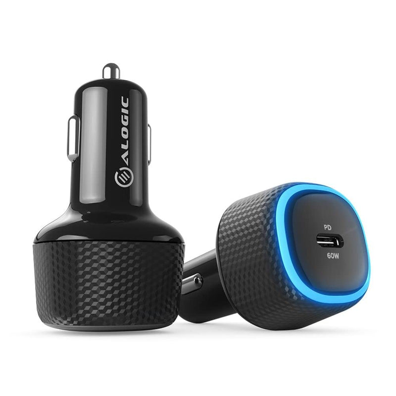 ALOGIC CRC60 Rapid USB-C Car Charger – 60W Power Delivery for Laptops, Tablets and Phones, Black