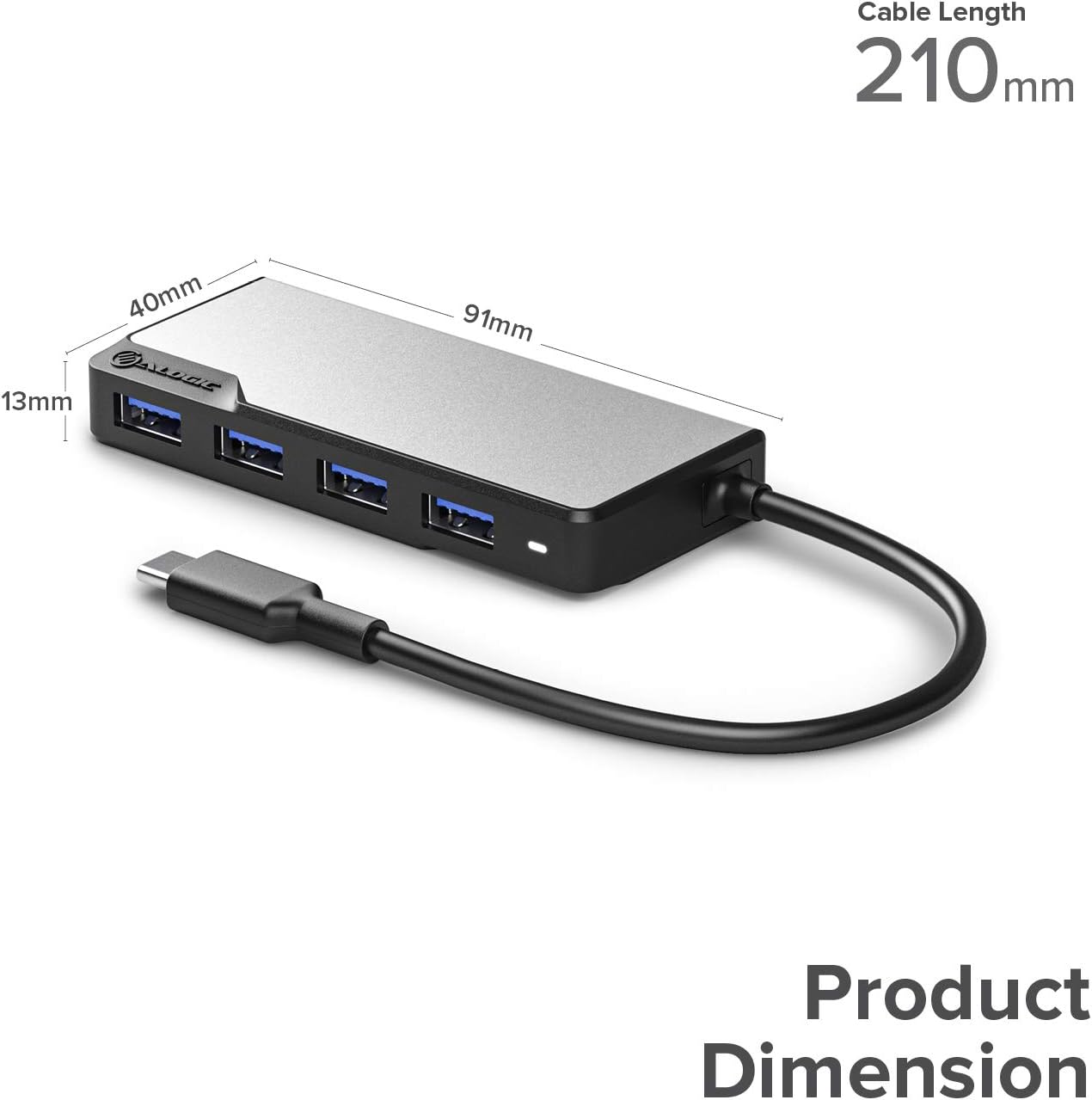 ALOGIC USB-C Fusion Swift Hub, 4-in-1 Type C Adapter, USB A 3.0 data rate of 5Gbps, Compatible with MacBook Pro/Air and iPad Pro/Air