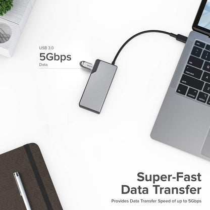 ALOGIC USB-C Fusion Swift Hub, 4-in-1 Type C Adapter, USB A 3.0 data rate of 5Gbps, Compatible with MacBook Pro/Air and iPad Pro/Air