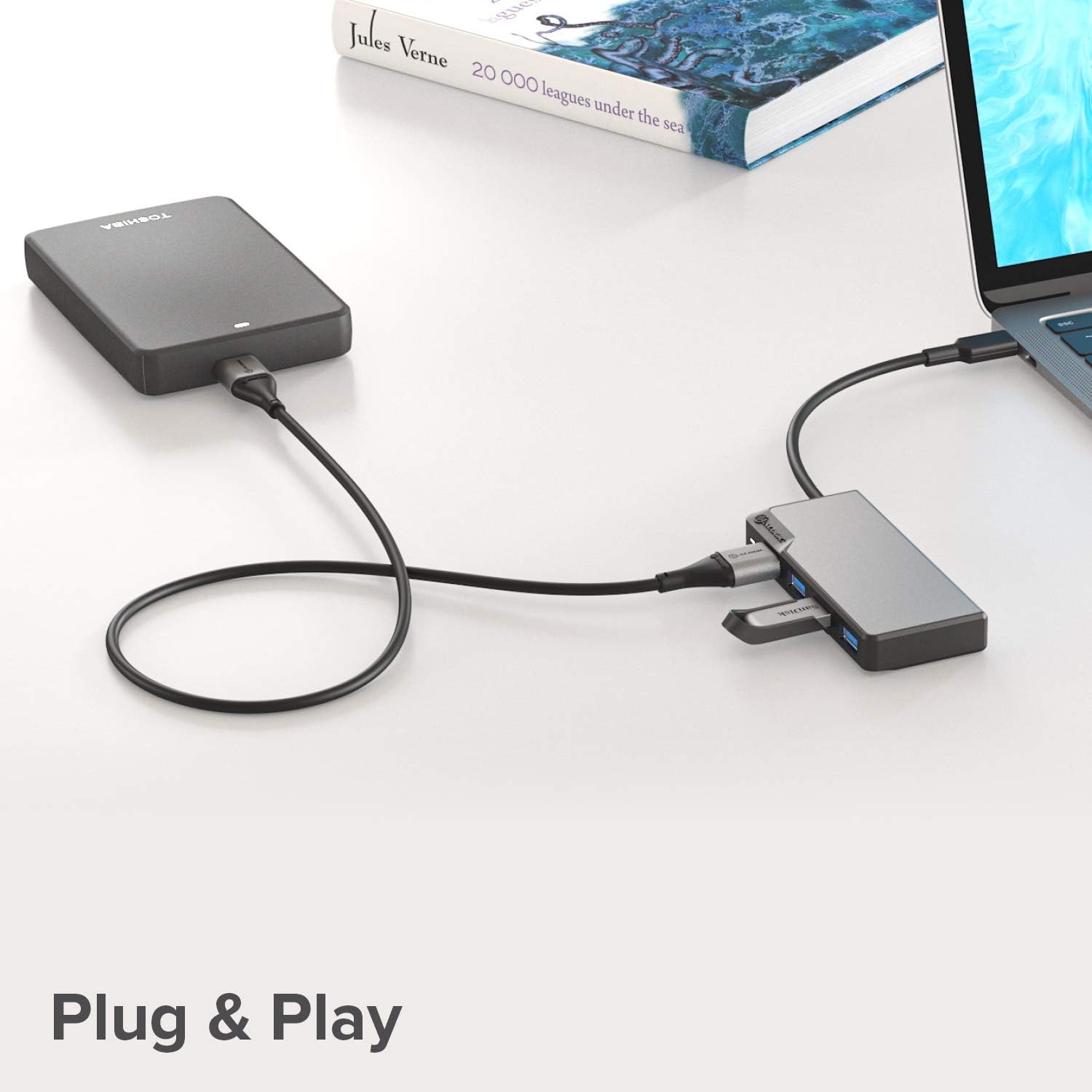 ALOGIC USB-C Fusion Swift Hub, 4-in-1 Type C Adapter, USB A 3.0 data rate of 5Gbps, Compatible with MacBook Pro/Air and iPad Pro/Air