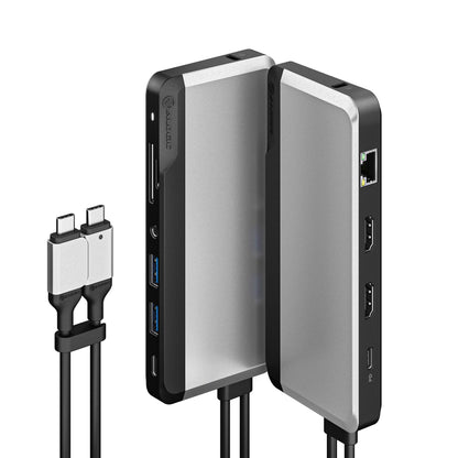 ALOGIC USB-C 10-in-1 Super Dock, Dual Display - 4K@60Hz, 2 HDMI, USB-C (100W PD and Data 5G), 3.5mm Audio Jack, Ethernet Port, Micro/SD Card, For MacBook Pro/Air, M1 Mac Pro / M1 Mac Max, XPS and more