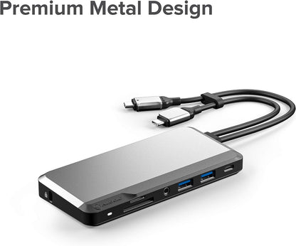 ALOGIC USB-C 10-in-1 Super Dock, Dual Display - 4K@60Hz, 2 HDMI, USB-C (100W PD and Data 5G), 3.5mm Audio Jack, Ethernet Port, Micro/SD Card, For MacBook Pro/Air, M1 Mac Pro / M1 Mac Max, XPS and more