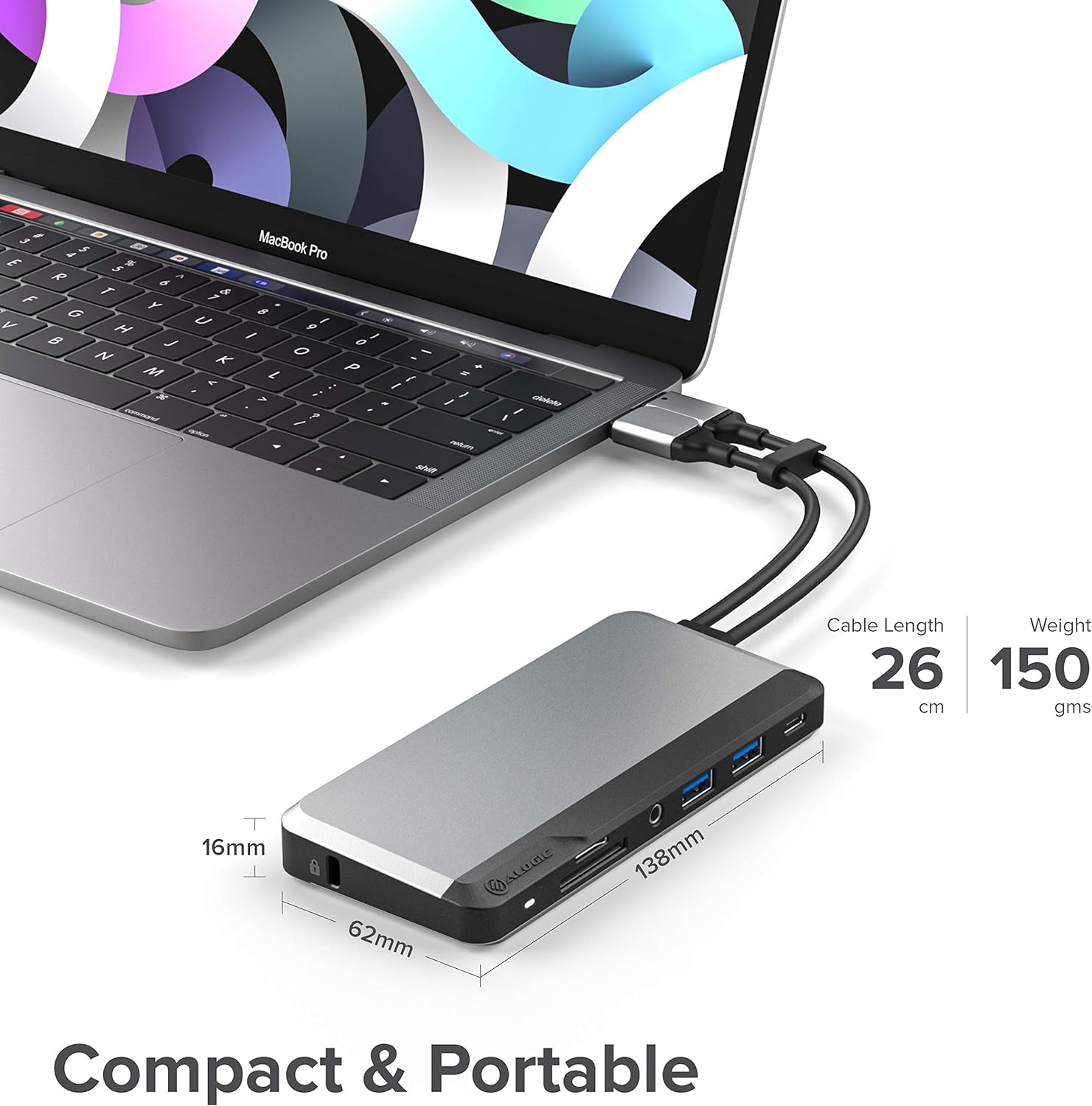 ALOGIC USB-C 10-in-1 Super Dock, Dual Display - 4K@60Hz, 2 HDMI, USB-C (100W PD and Data 5G), 3.5mm Audio Jack, Ethernet Port, Micro/SD Card, For MacBook Pro/Air, M1 Mac Pro / M1 Mac Max, XPS and more