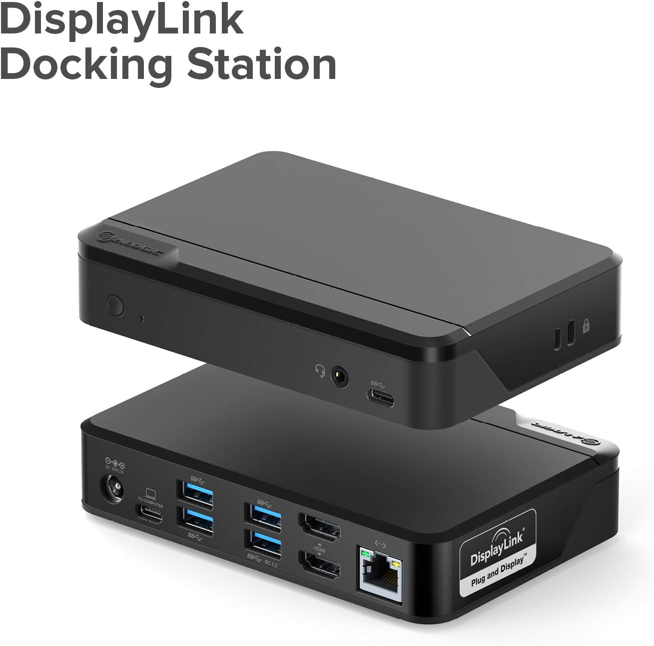 ALOGIC Universal Twin HD Docking Station, USB-C & USB-A Compatible - Dual Display 1080p@60Hz, 2x HDMI, 1 x USB-C 3.1(5G), 4 x USB-A 3.0(5G), 1 x Audio, 1 x Gigabit Ethernet Lock slot– DUTHD