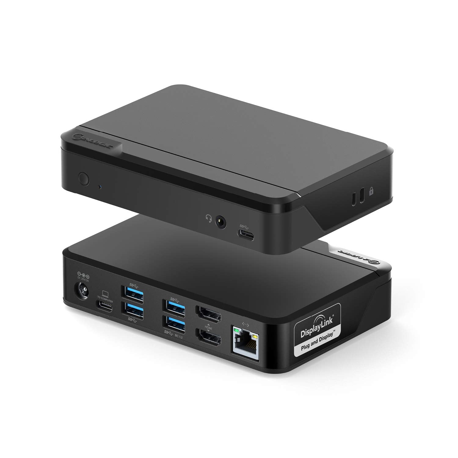 ALOGIC Universal Twin HD Docking Station, USB-C & USB-A Compatible - Dual Display 1080p@60Hz, 2x HDMI, 1 x USB-C 3.1(5G), 4 x USB-A 3.0(5G), 1 x Audio, 1 x Gigabit Ethernet Lock slot– DUTHD