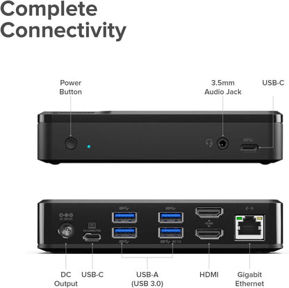 ALOGIC Universal Twin HD Docking Station, USB-C & USB-A Compatible - Dual Display 1080p@60Hz, 2x HDMI, 1 x USB-C 3.1(5G), 4 x USB-A 3.0(5G), 1 x Audio, 1 x Gigabit Ethernet Lock slot– DUTHD