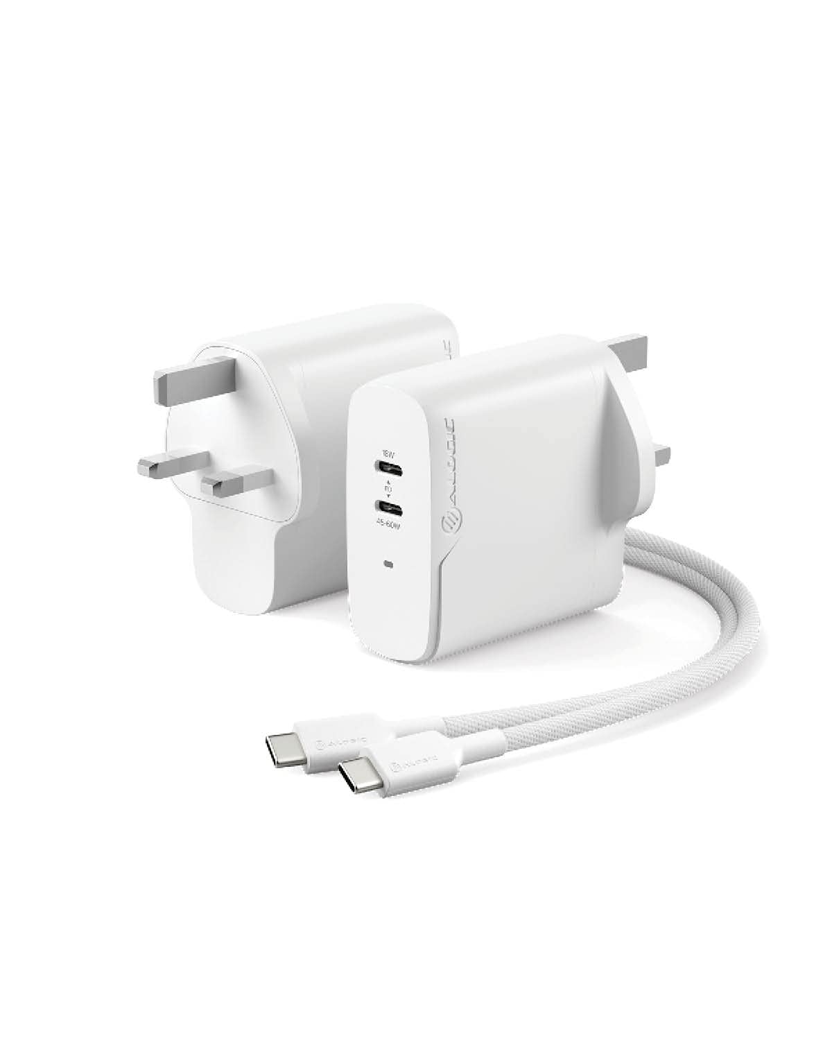 Alogic 2X63 Rapid Power 2 Port 63W Gan Charger Usb-C (45W) + Us