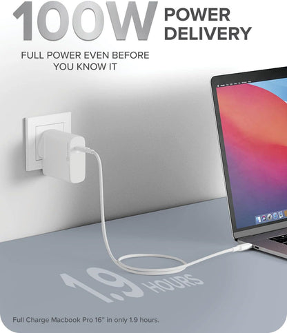 ALOGIC 100W MacBook Pro Charger USB C Charger withGaN Fast Tech, PD 3.0 Laptop Charger for MacBook Pro 16/13, Air, M1 Mac, XPS 15/13, iPad Pro, iPhone 13/13 Pro/Max/13 Mini Galaxy, Pixel & More