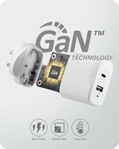 ALOGIC 32W 2 Port GaN Wall Charger with up to 30W Power Delivery, GaN Fast Tech & Dynamic Power Allocation, PD 3.0 Charger Compatible with Smartphone, Tablet and Laptops