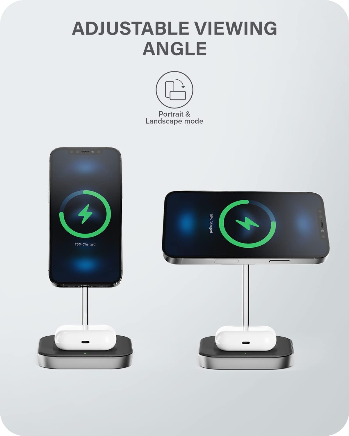 ALOGIC MagSpeed 2-in-1 Wireless Charging Station, MagSafe Compatible for iPhone 12/ iPhone 13 series & Wireless Charging enabled AirPods Case, LED indicator, Certified safe.