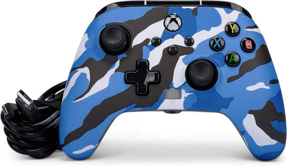 Verbesserter kabelgebundener PowerA Controller für Xbox Series X|S - Blue Camo Blaue Tarnung